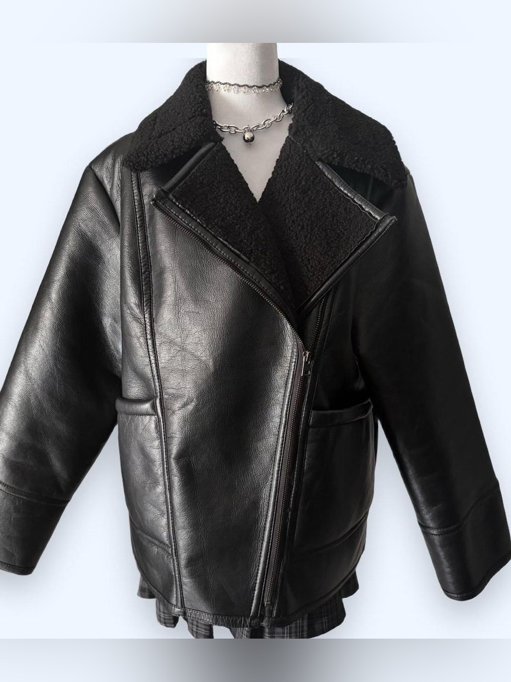 Zara Faux Leather Shearling Moto Jacket - Women